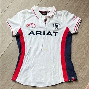 Ariat W’s XS Polo World Equestrian Games Shirt - White with Red & Navy Accents